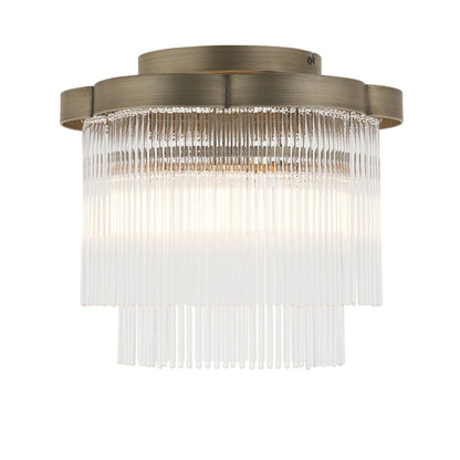 Lucille Antique Brass & Clear Glass Flush Ceiling Light