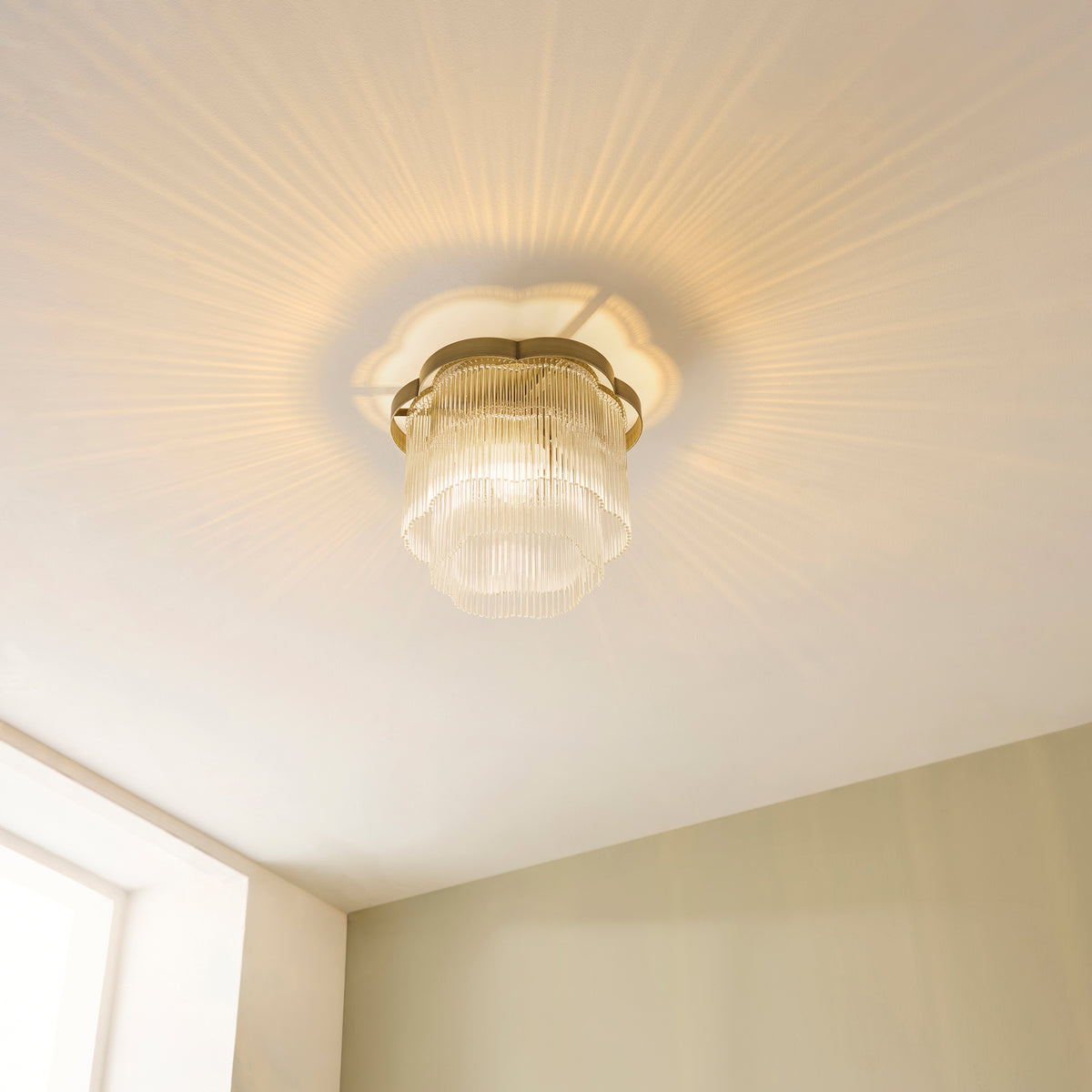 Lucille Antique Brass & Clear Glass Flush Ceiling Light