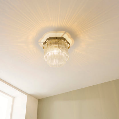 Lucille Antique Brass & Clear Glass Flush Ceiling Light