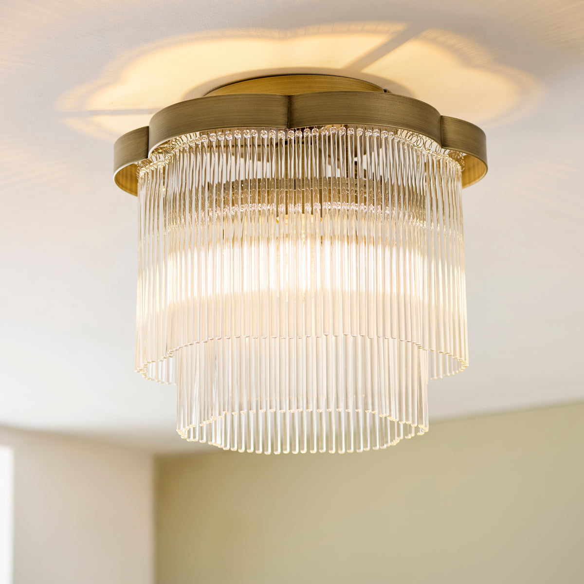 Lucille Antique Brass & Clear Glass Flush Ceiling Light