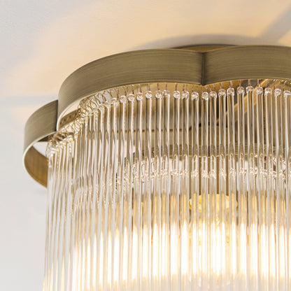 Lucille Antique Brass & Clear Glass Flush Ceiling Light