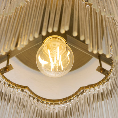 Lucille Antique Brass & Clear Glass Flush Ceiling Light