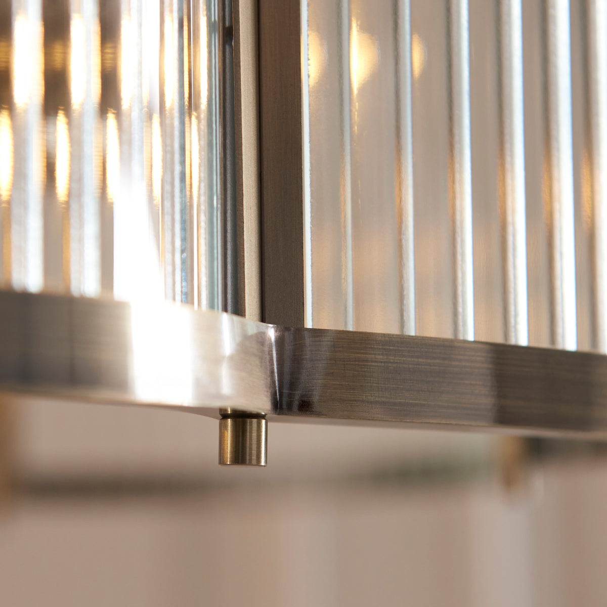 Ridgeton Scallop 5 Light Antique Brass & Ribbed Glass Pendant Light
