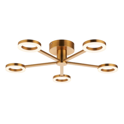 Scout 5 Light Warm Brass LED Semi-Flush Ceiling Light