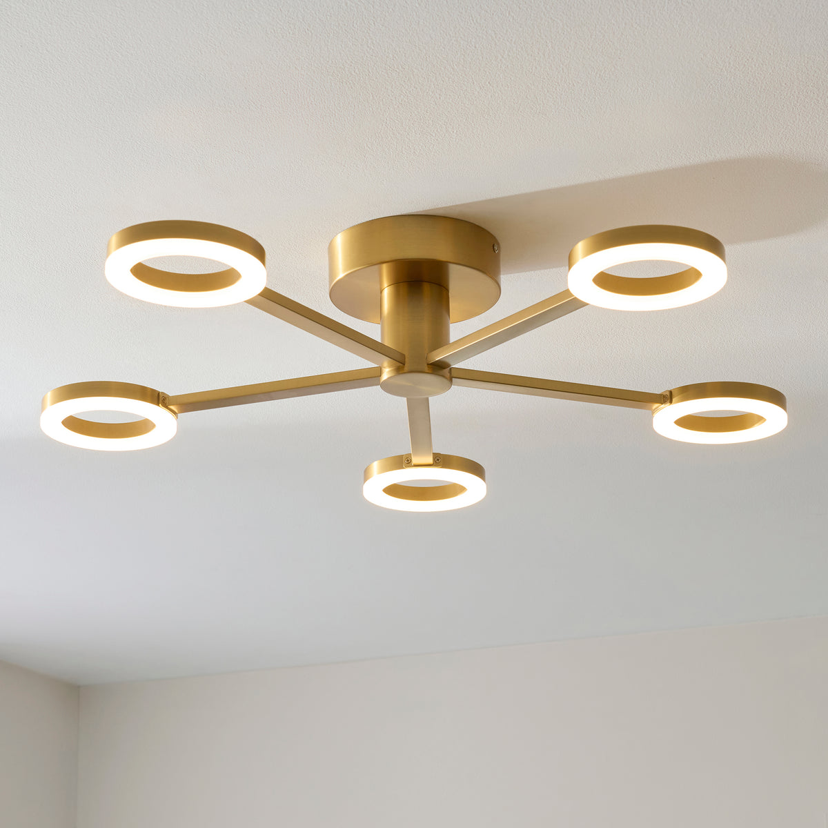 Scout 5 Light Warm Brass LED Semi-Flush Ceiling Light