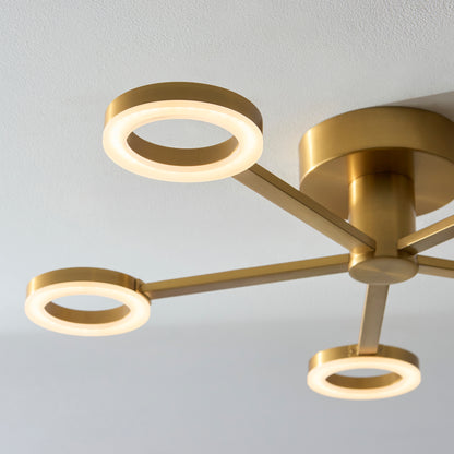 Scout 5 Light Warm Brass LED Semi-Flush Ceiling Light