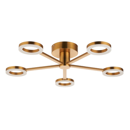 Scout 5 Light Warm Brass LED Semi-Flush Ceiling Light