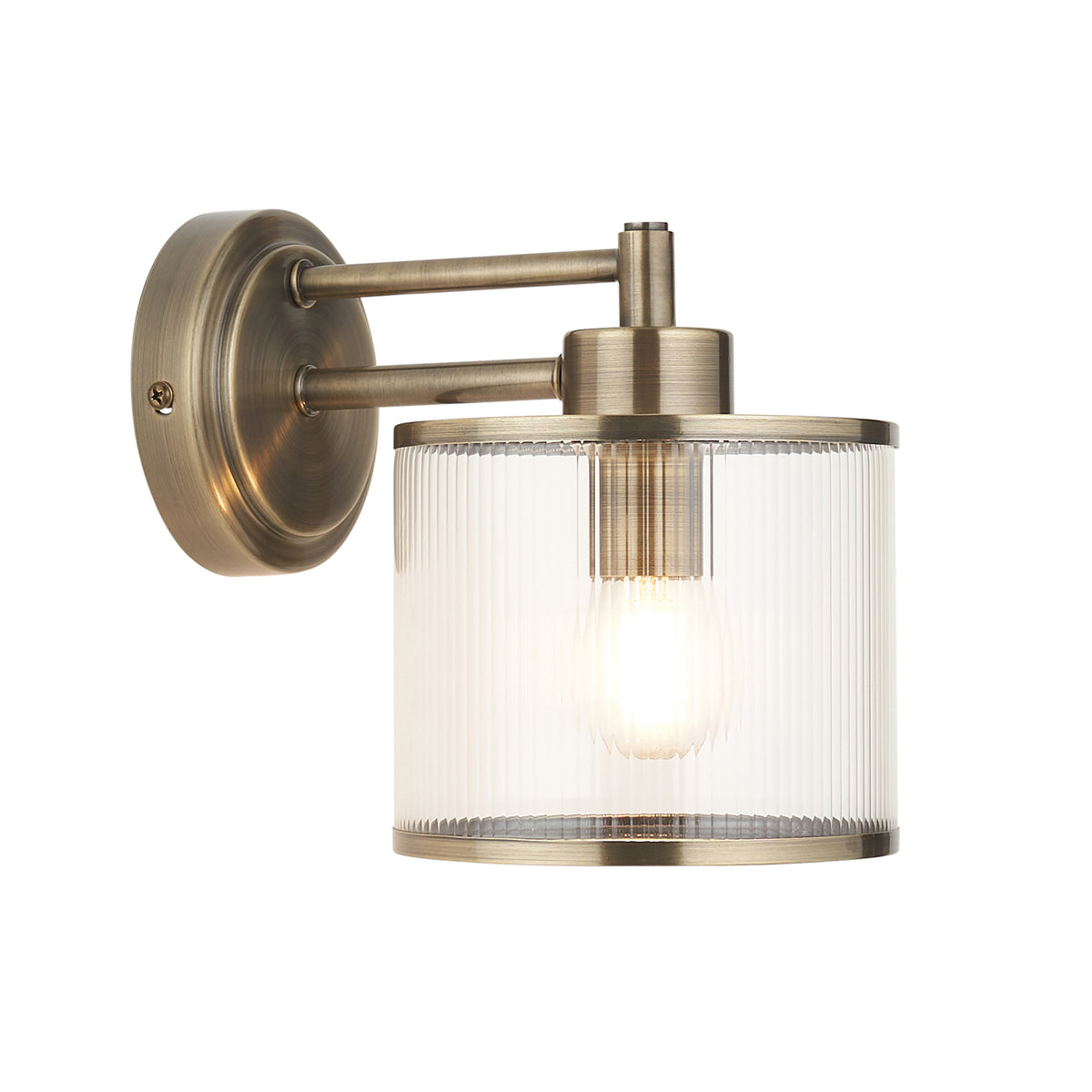 Ridgeton Antique Brass & Ribbed Glass Wall Light