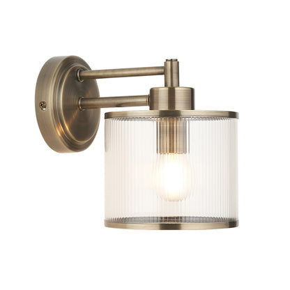 Ridgeton Antique Brass & Ribbed Glass Wall Light