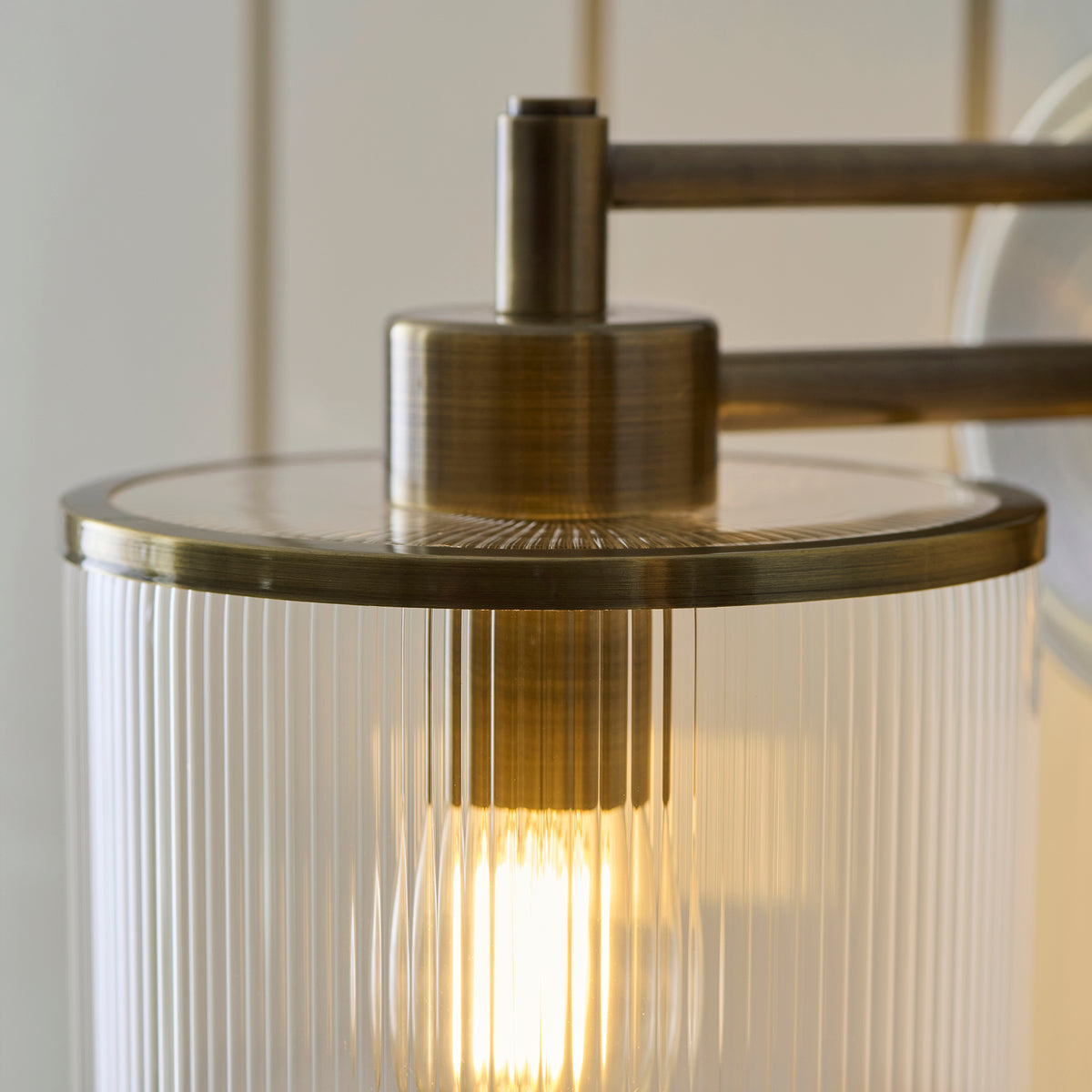 Ridgeton Antique Brass & Ribbed Glass Wall Light