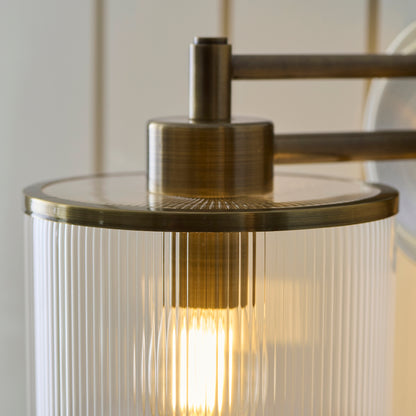 Ridgeton Antique Brass & Ribbed Glass Wall Light