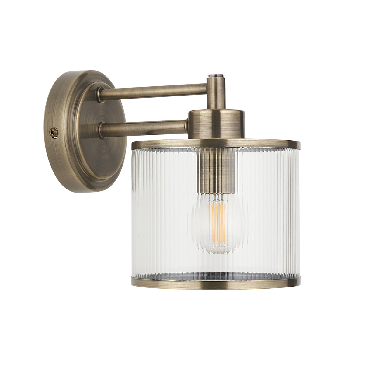 Ridgeton Antique Brass & Ribbed Glass Wall Light