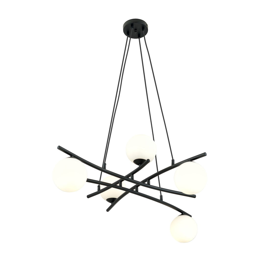 Essa 5 Light Pendant Black & White