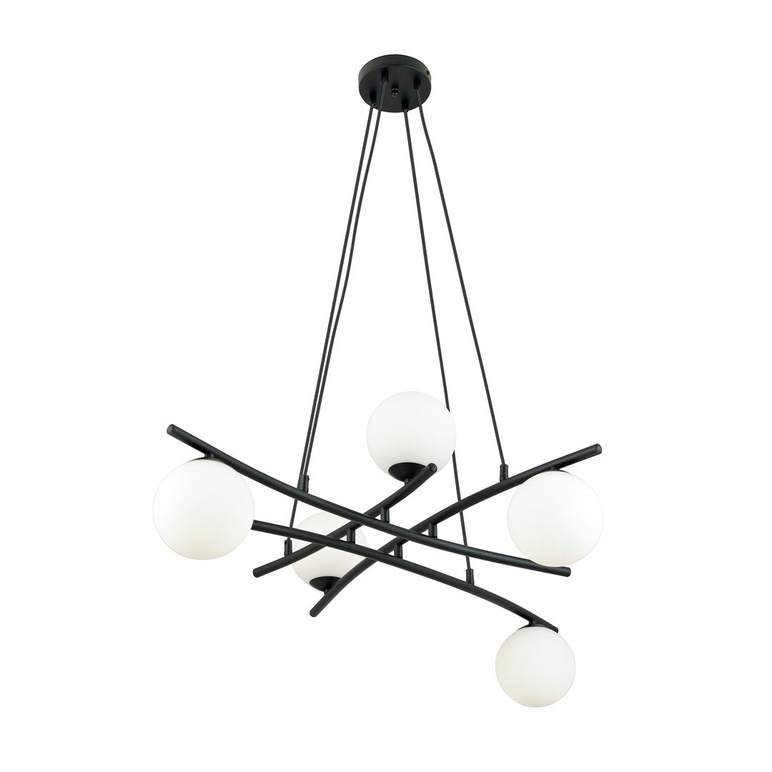 Essa 5 Light Pendant Black & White