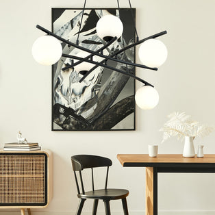 Essa 5 Light Pendant Black & White
