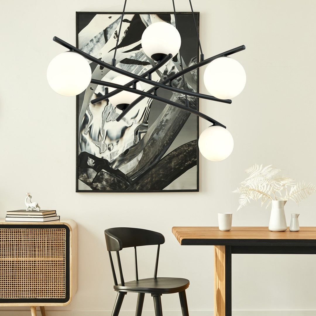Essa 5 Light Pendant Black & White