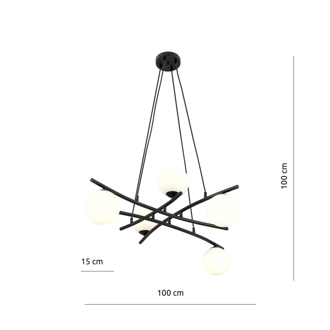 Essa 5 Light Pendant Black & White