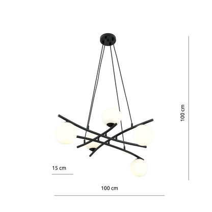 Essa 5 Light Pendant Black & White