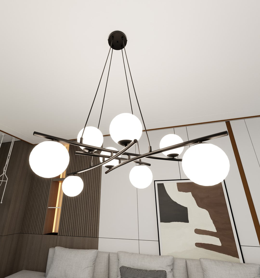 Essa 8 Light Pendant Black & White