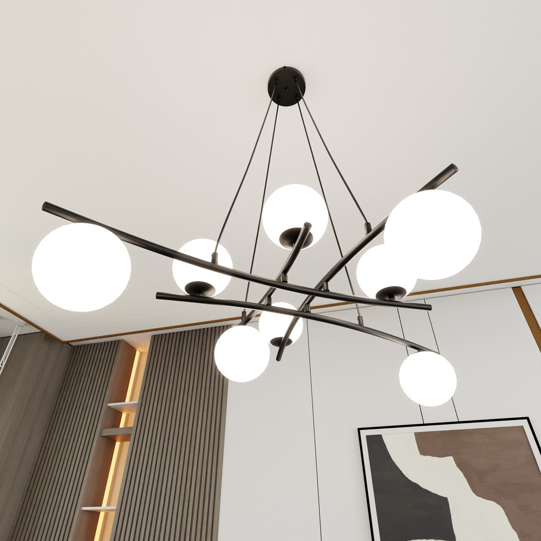 Essa 8 Light Pendant Black & White