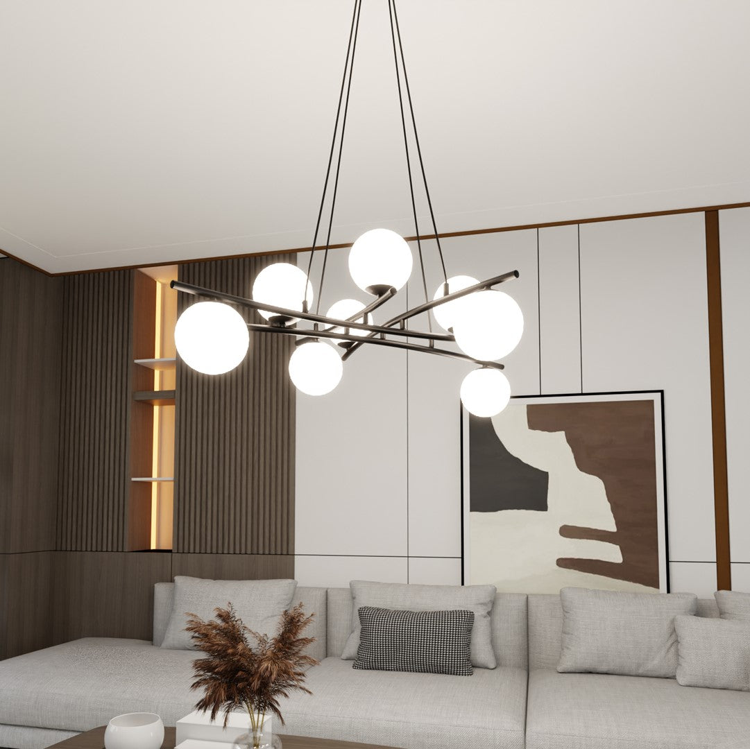 Essa 8 Light Pendant Black & White