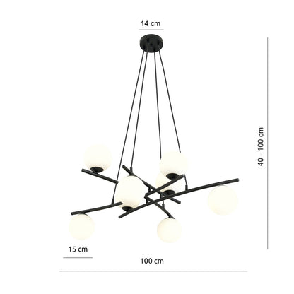 Essa 8 Light Pendant Black & White
