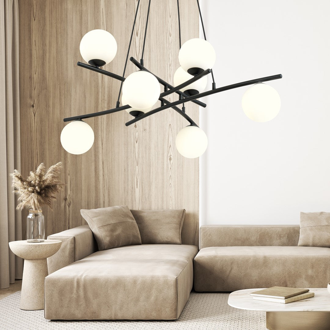 Essa 8 Light Pendant Black & White