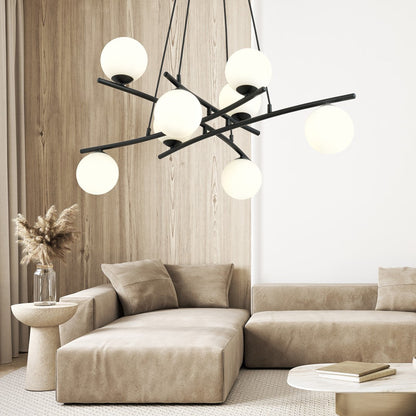 Essa 8 Light Pendant Black & White
