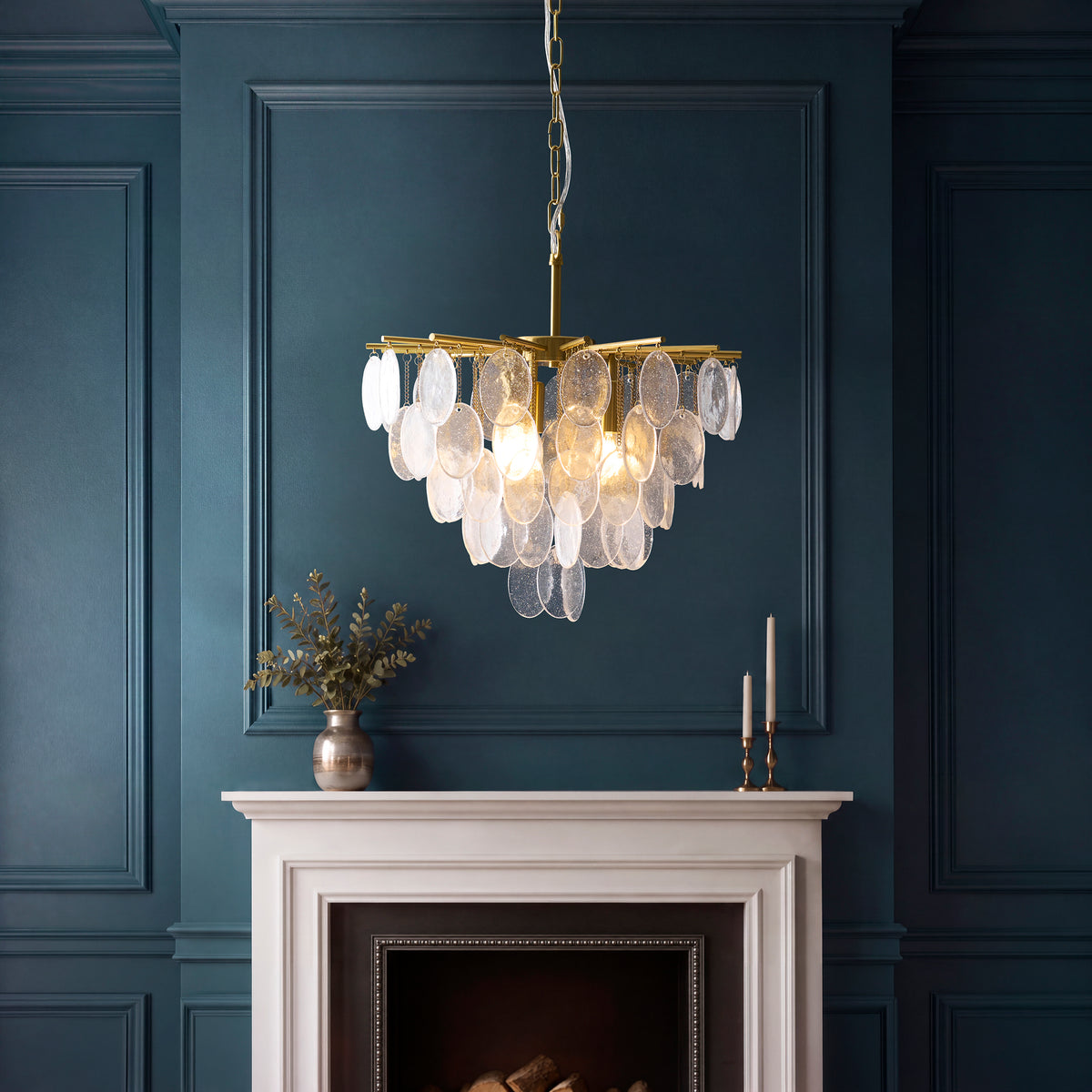 Loretta 3 Light Aged Brass & Bubble Glass Pendant Ceiling Light
