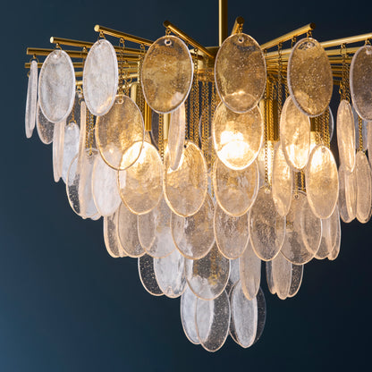 Loretta 5 Light Aged Brass & Bubble Glass Pendant Ceiling Light
