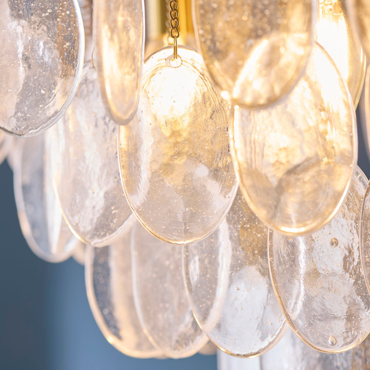 Loretta 5 Light Aged Brass & Bubble Glass Pendant Ceiling Light