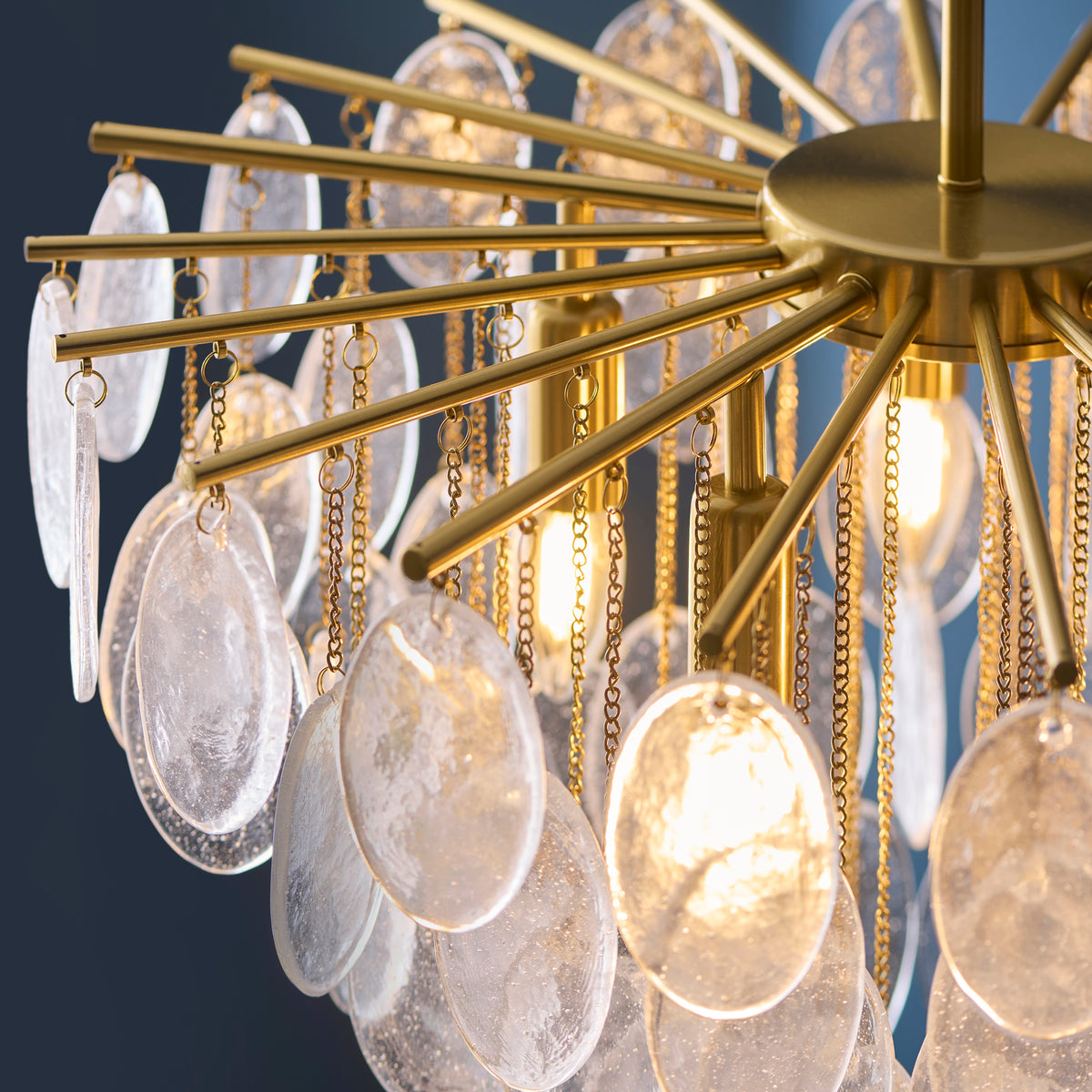 Loretta 5 Light Aged Brass & Bubble Glass Pendant Ceiling Light