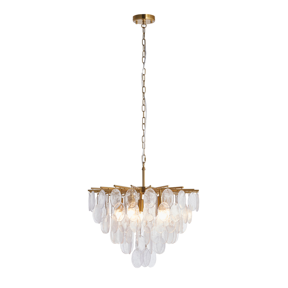 Loretta 5 Light Aged Brass & Bubble Glass Pendant Ceiling Light