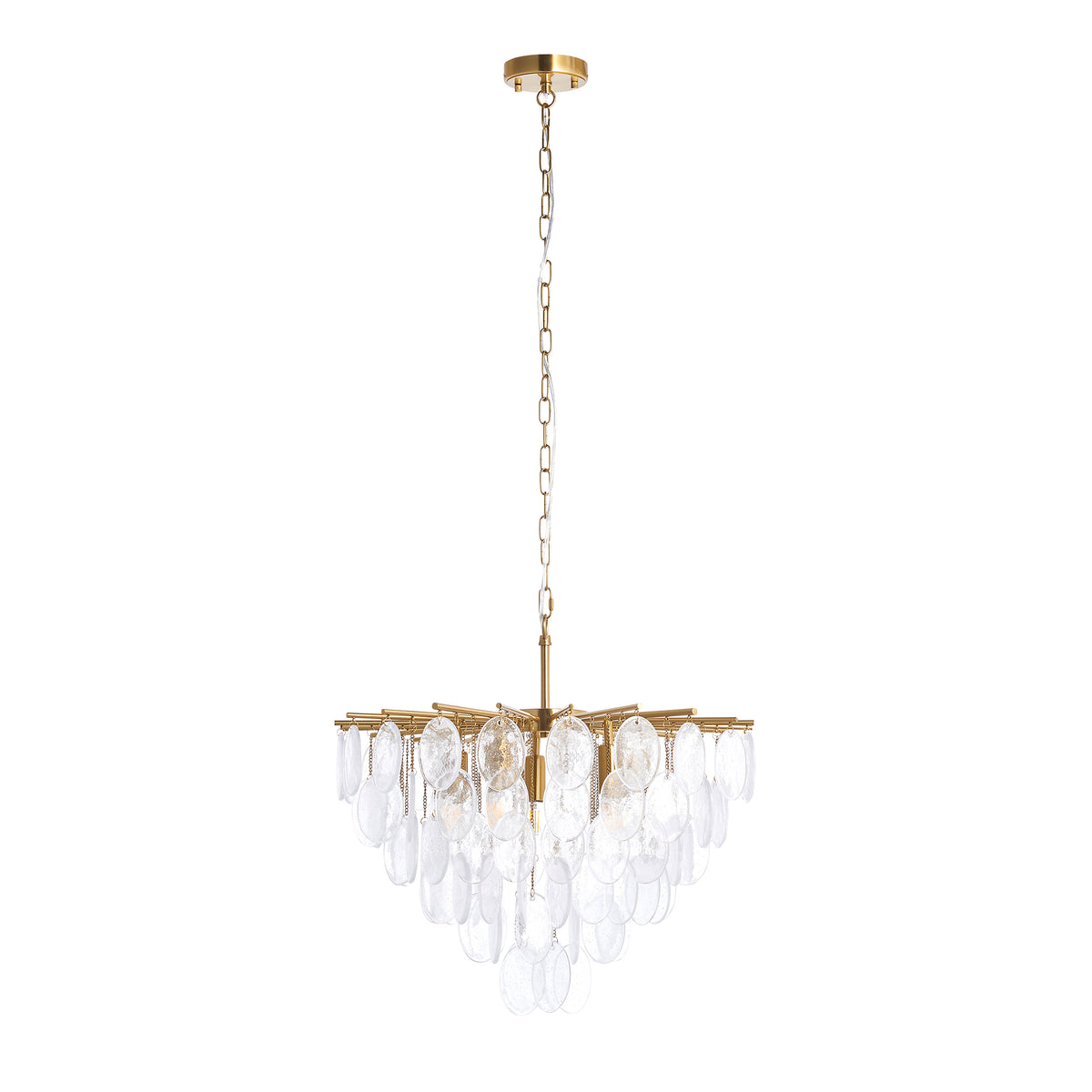 Loretta 5 Light Aged Brass & Bubble Glass Pendant Ceiling Light