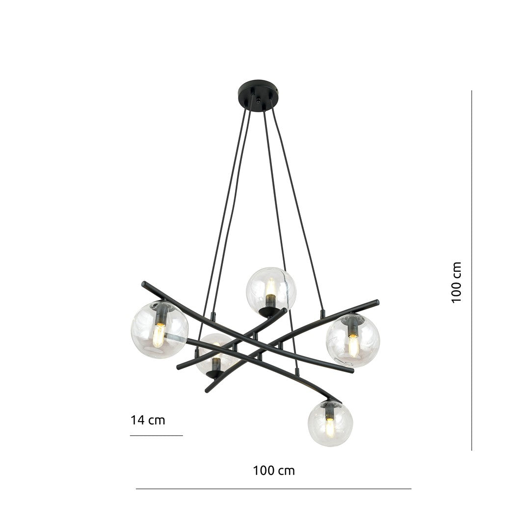 Essa 5 Light Pendant Black