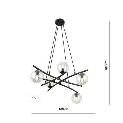 Essa 5 Light Pendant Black