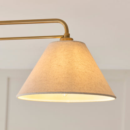Wallbridge 3 Light Aged Brass & Linen Semi-Flush Ceiling Light