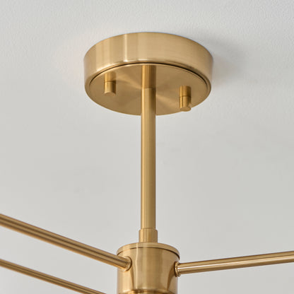 Wallbridge 3 Light Aged Brass & Linen Semi-Flush Ceiling Light