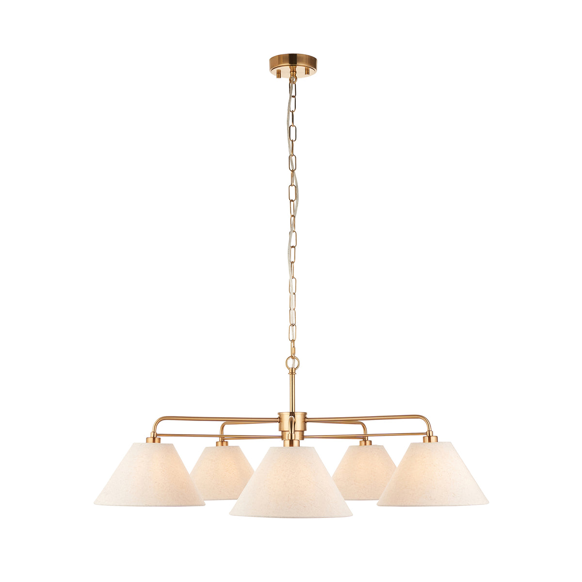Wallbridge 5 Light Aged Brass & Linen Pendant Ceiling Light
