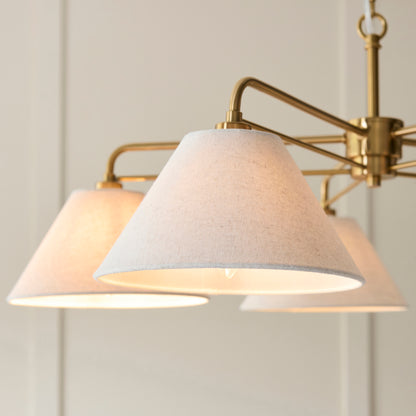 Wallbridge 5 Light Aged Brass & Linen Pendant Ceiling Light