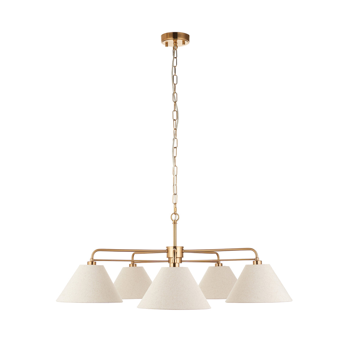 Wallbridge 5 Light Aged Brass & Linen Pendant Ceiling Light