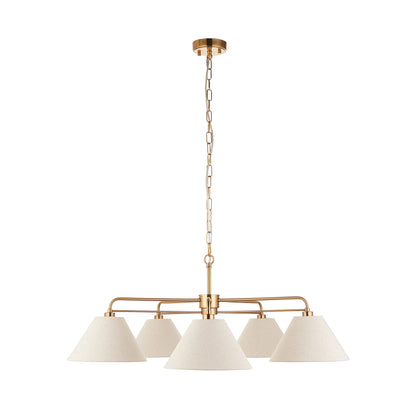 Wallbridge 5 Light Aged Brass & Linen Pendant Ceiling Light