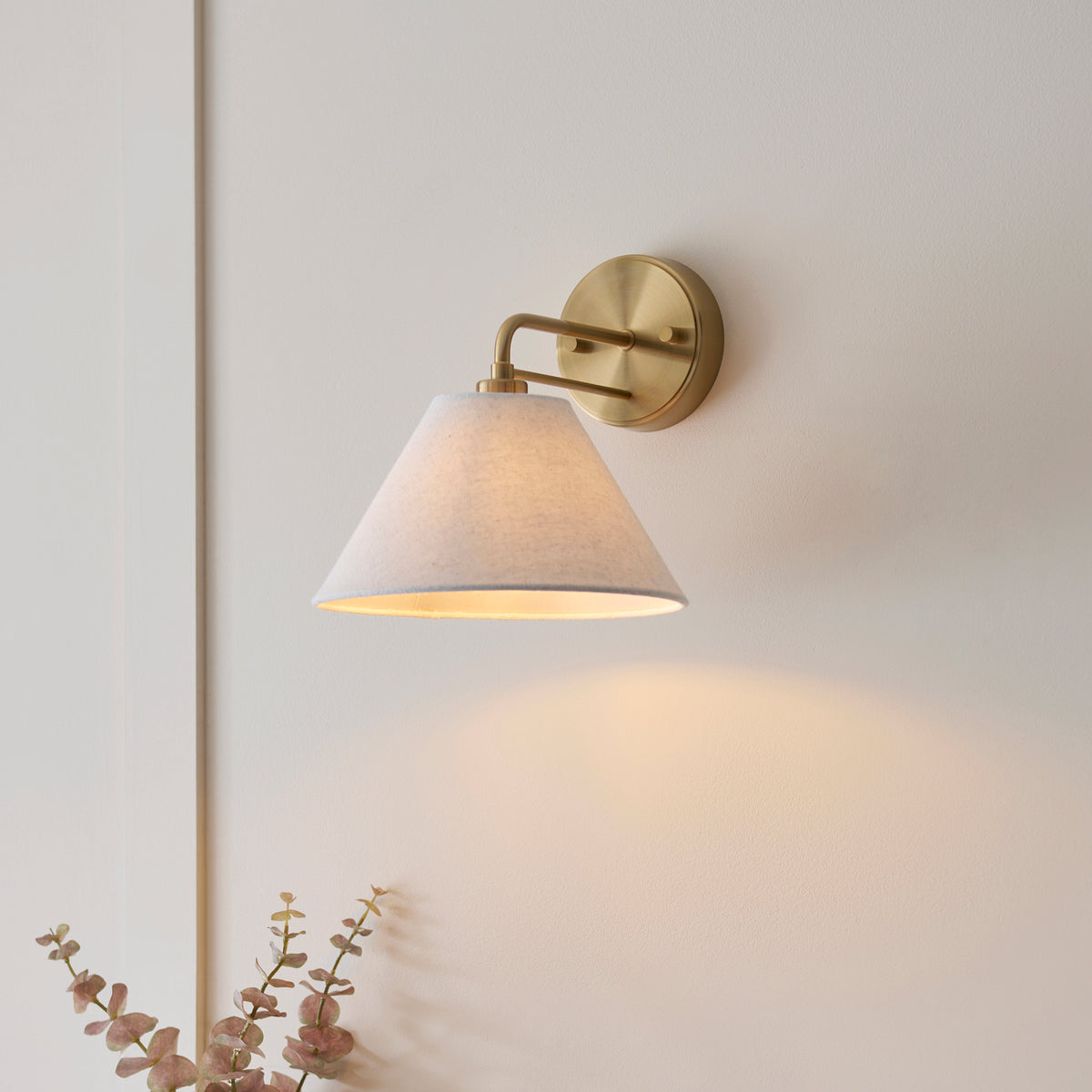 Wallbridge Aged Brass & Linen Wall Light