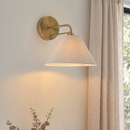 Wallbridge Aged Brass & Linen Wall Light