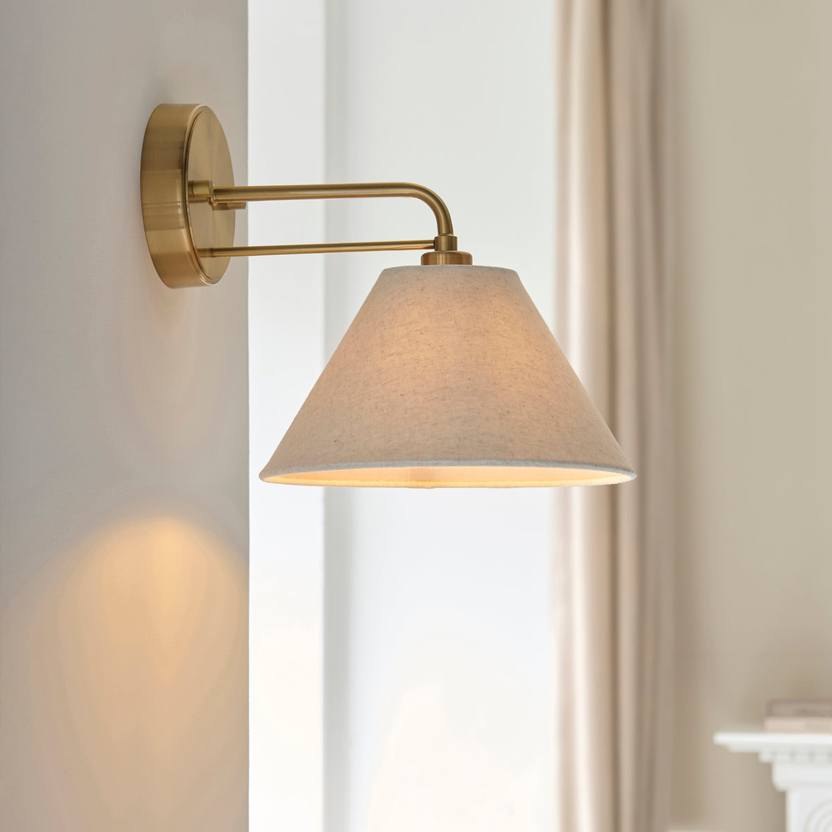 Wallbridge Aged Brass & Linen Wall Light