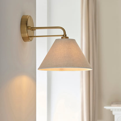 Wallbridge Aged Brass & Linen Wall Light
