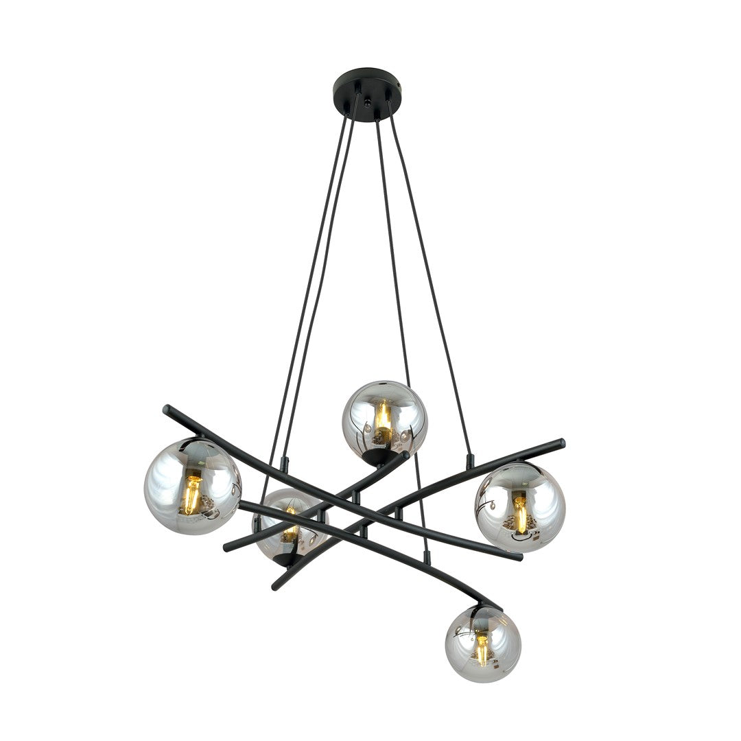 Essa 5 Light Pendant Black & Graphite