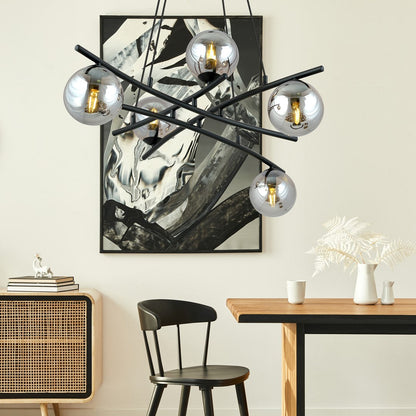 Essa 5 Light Pendant Black & Graphite