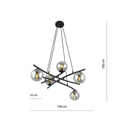 Essa 5 Light Pendant Black & Graphite