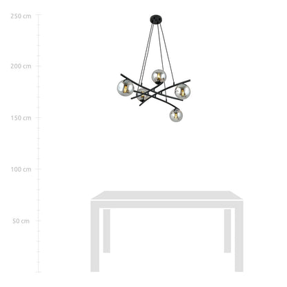 Essa 5 Light Pendant Black & Graphite